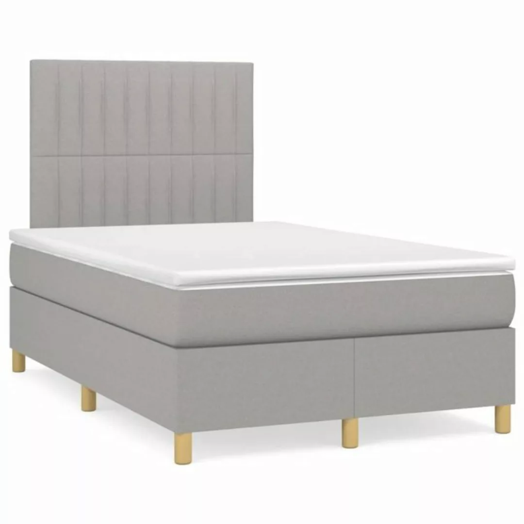 furnicato Bett Boxspringbett mit Matratze Hellgrau 120x200 cm Stoff (1-tlg) günstig online kaufen