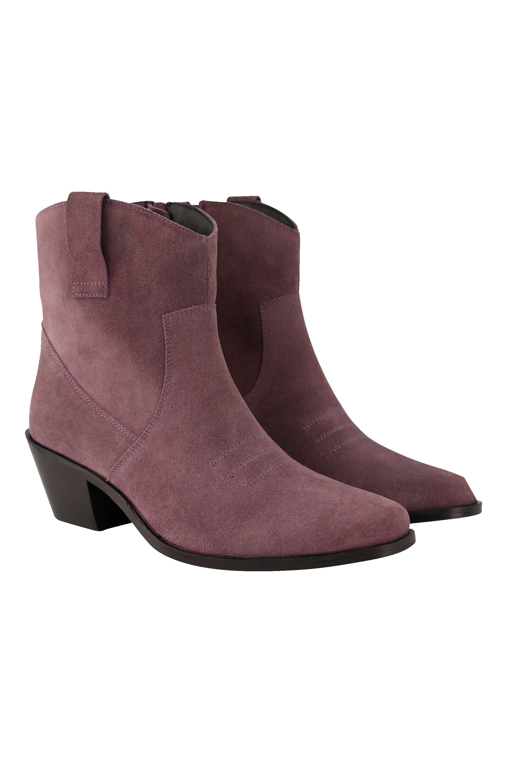 Ulla Popken Leder-Stiefeletten Veloursleder Cowboystiefel Stiefel günstig online kaufen