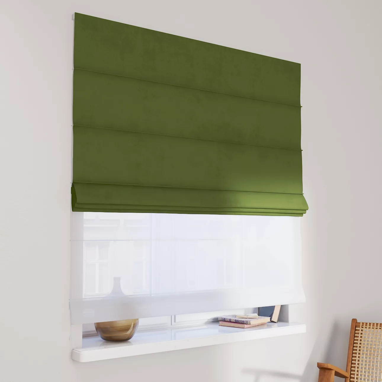 Dekoria Doppelraffrollo Duo, waldgrün, 120 x 160 cm günstig online kaufen