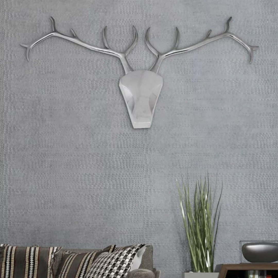 Wanddekoration Hirschkopf Silbern Aluminium günstig online kaufen