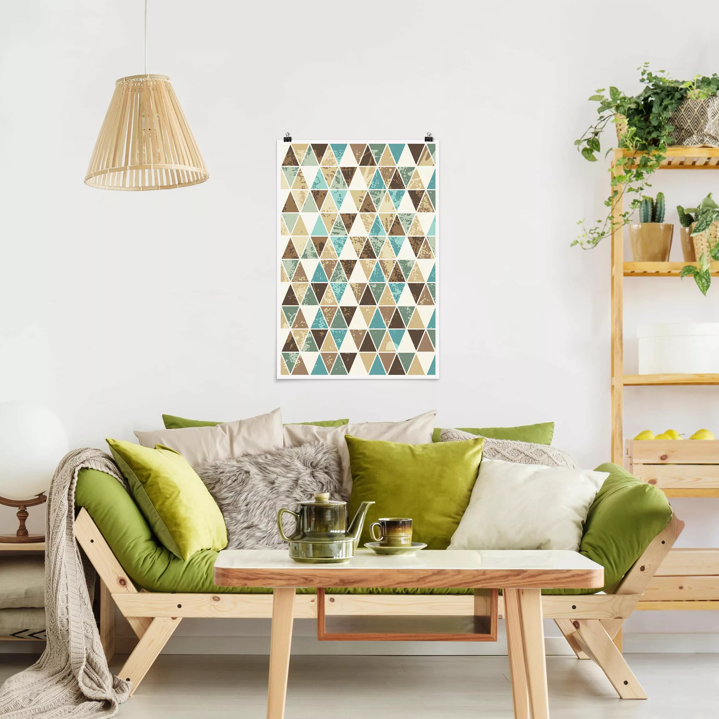 Poster Muster & Texturen - Hochformat Dreieck Rapportmuster günstig online kaufen