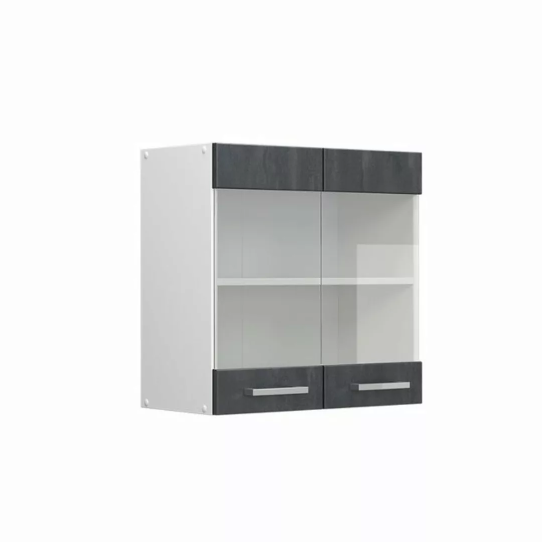 Vicco Glashängeschrank Geschirrschrank R-Line 60 cm Weiß Schwarz Beton günstig online kaufen
