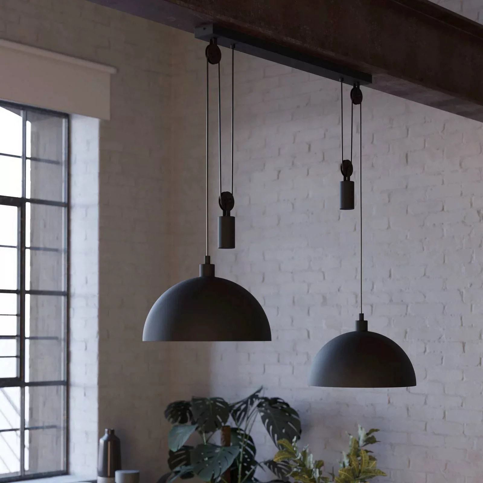 Pendellampe Winkworth, schwarz, Länge 118 cm, Metall, 2-flg. günstig online kaufen
