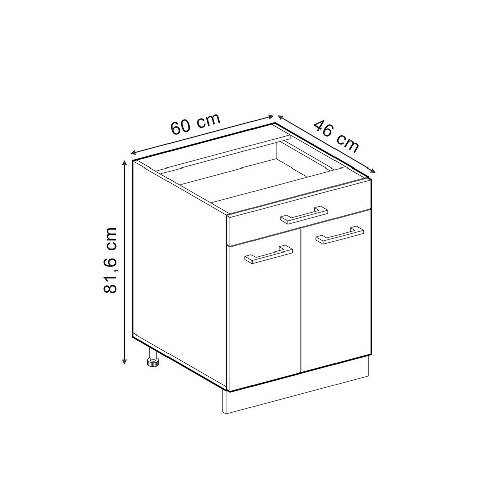 Vicco Unterschrank R-Line, Blau-Grau/Anthrazit, 60 cm günstig online kaufen