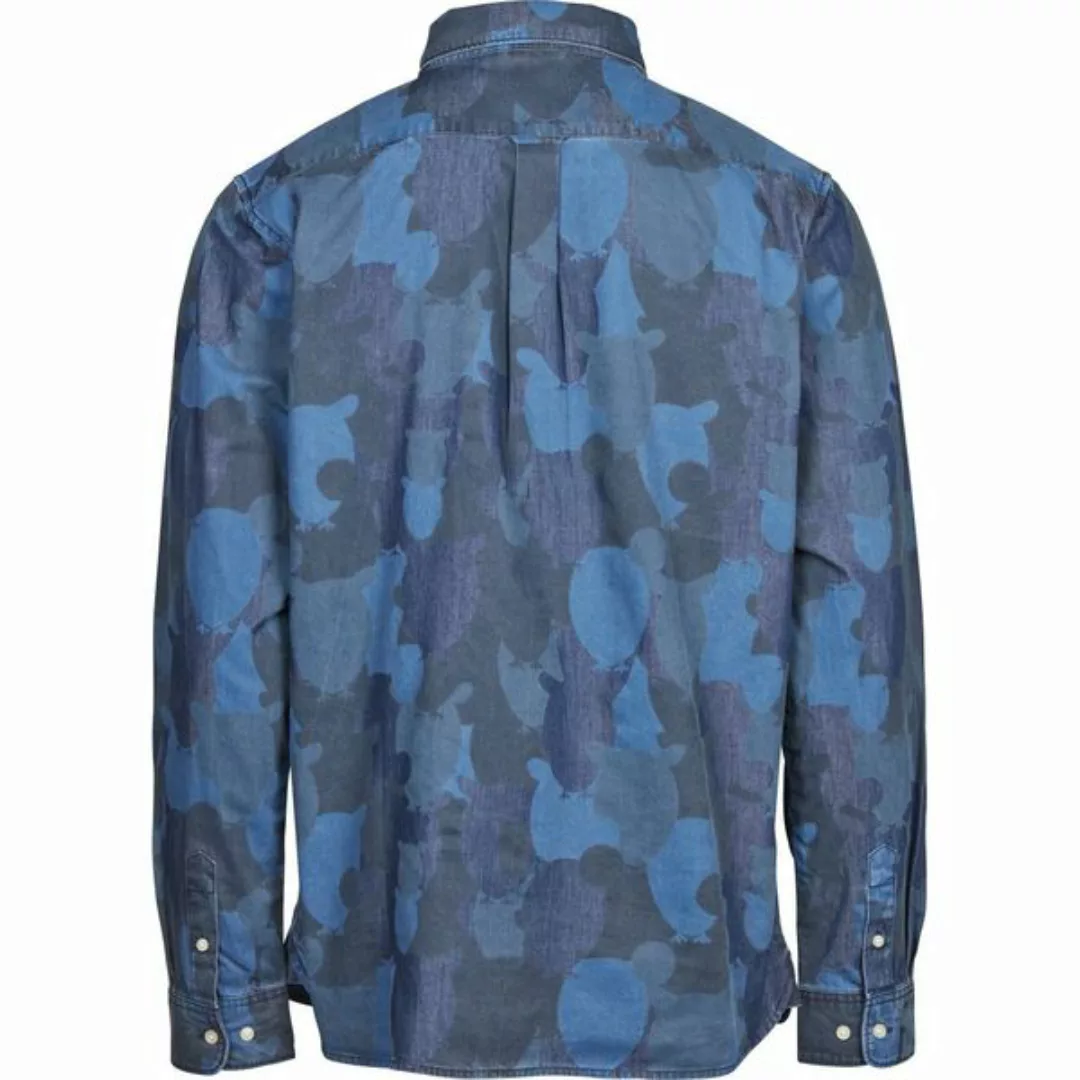 Hemd - Camouflage Owl Printed Denim Chambrey Shirt - Washed Blue Denim günstig online kaufen