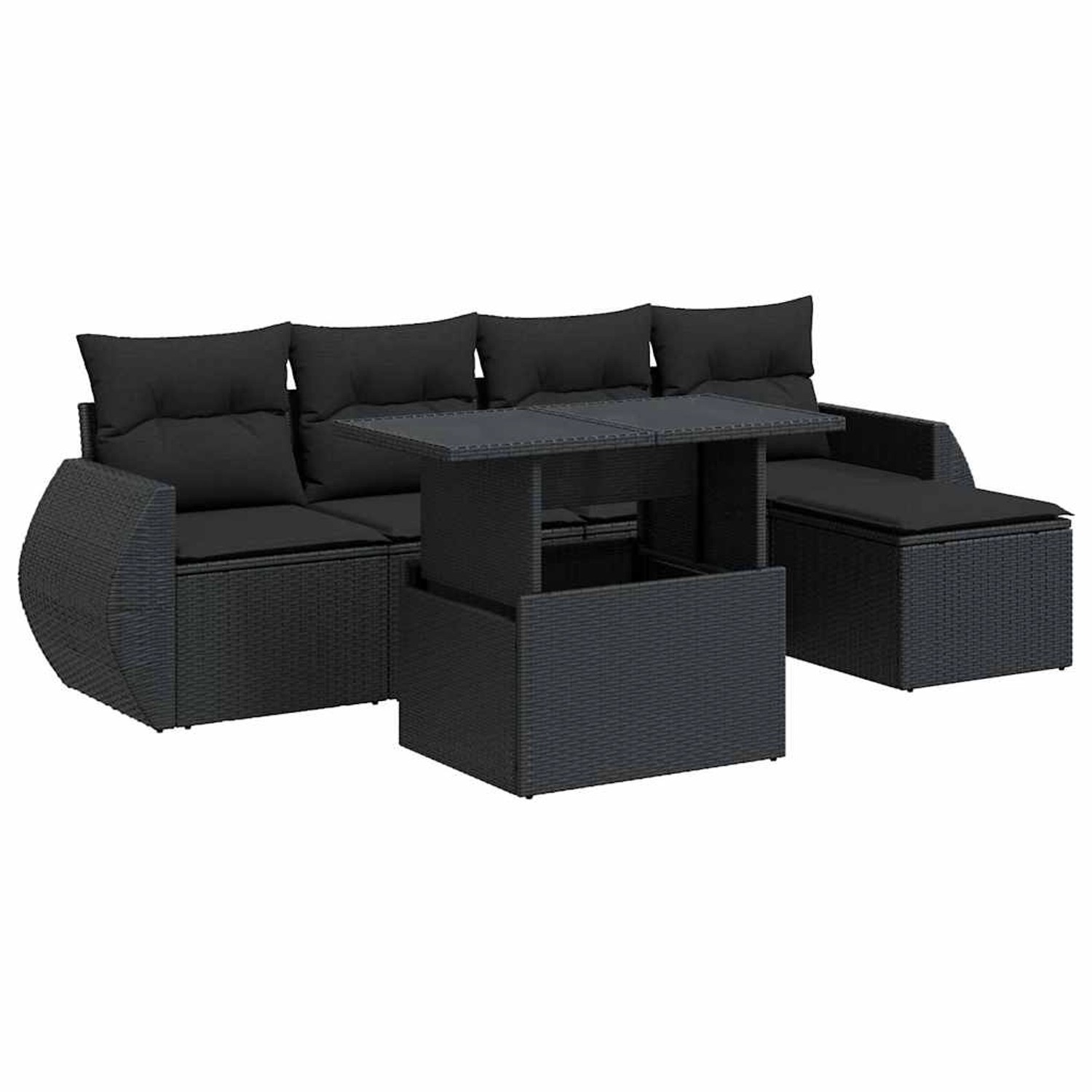 vidaXL 6-Tlg Garten-Sofagarnitur mit Kissen Schwarz Poly Rattan 3326616 günstig online kaufen
