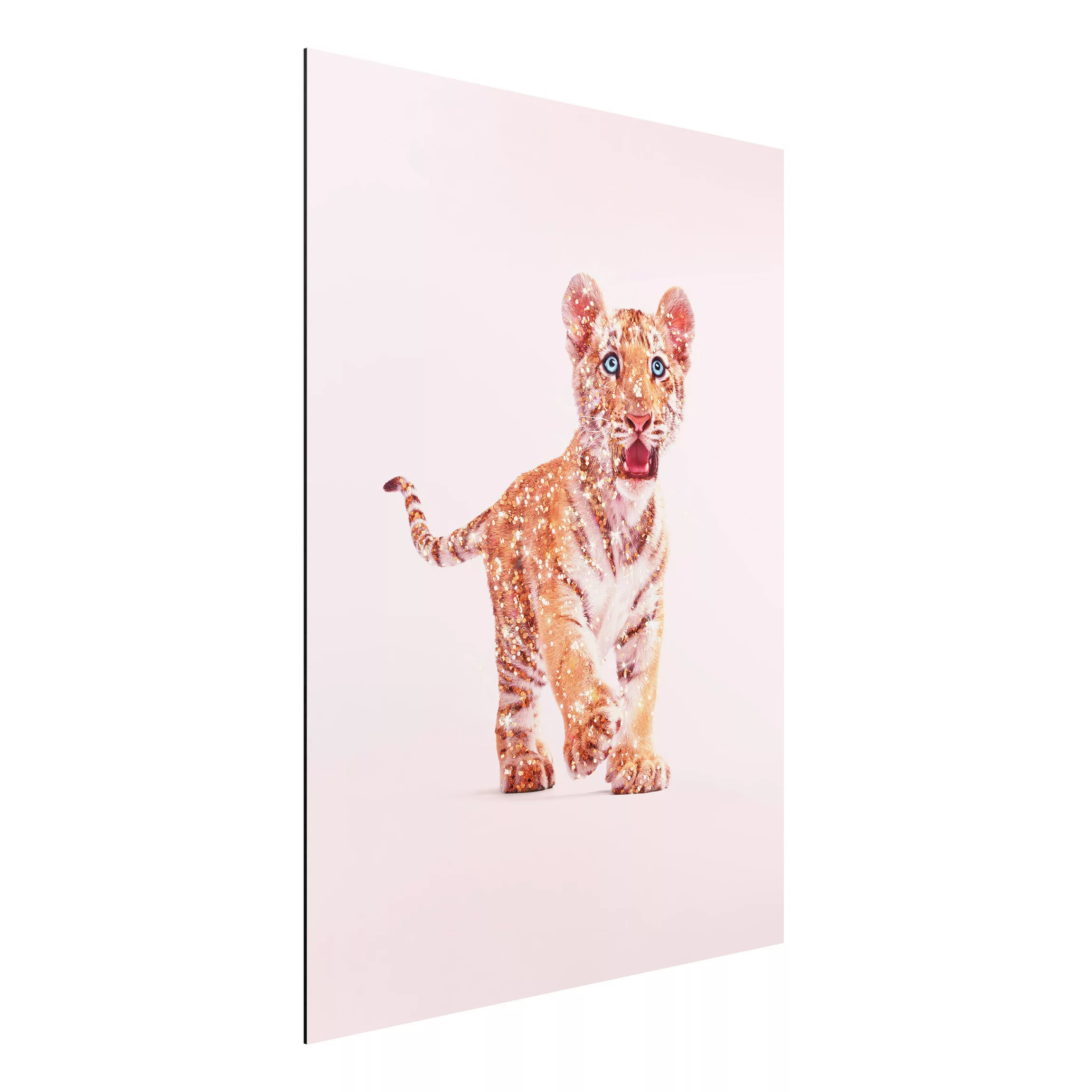 Alu-Dibond Bild Kunstdruck - Hochformat 3:4 Tiger mit Glitzer günstig online kaufen
