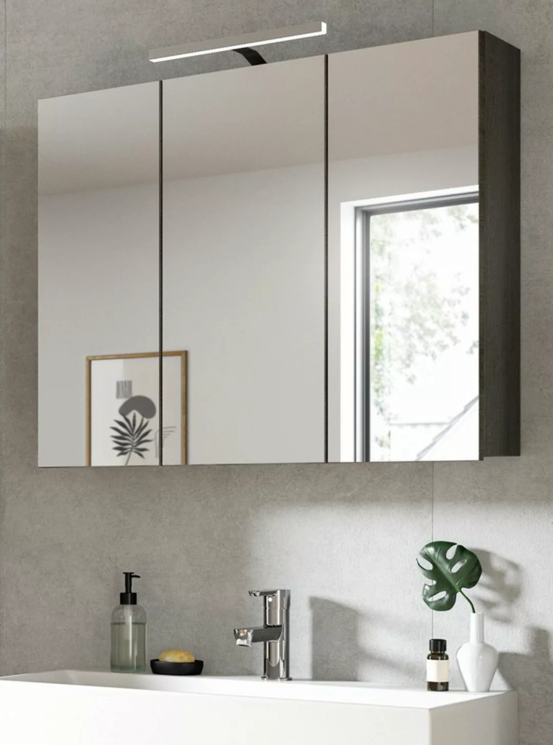 Inn.Furn Badezimmerspiegelschrank Grigio (Badschrank in Rauchsilber grau, 3 günstig online kaufen