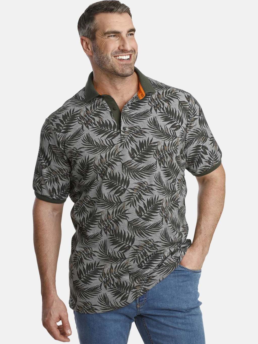 Charles Colby Poloshirt EARL ANGUS Blätterdruck auf Pikee günstig online kaufen