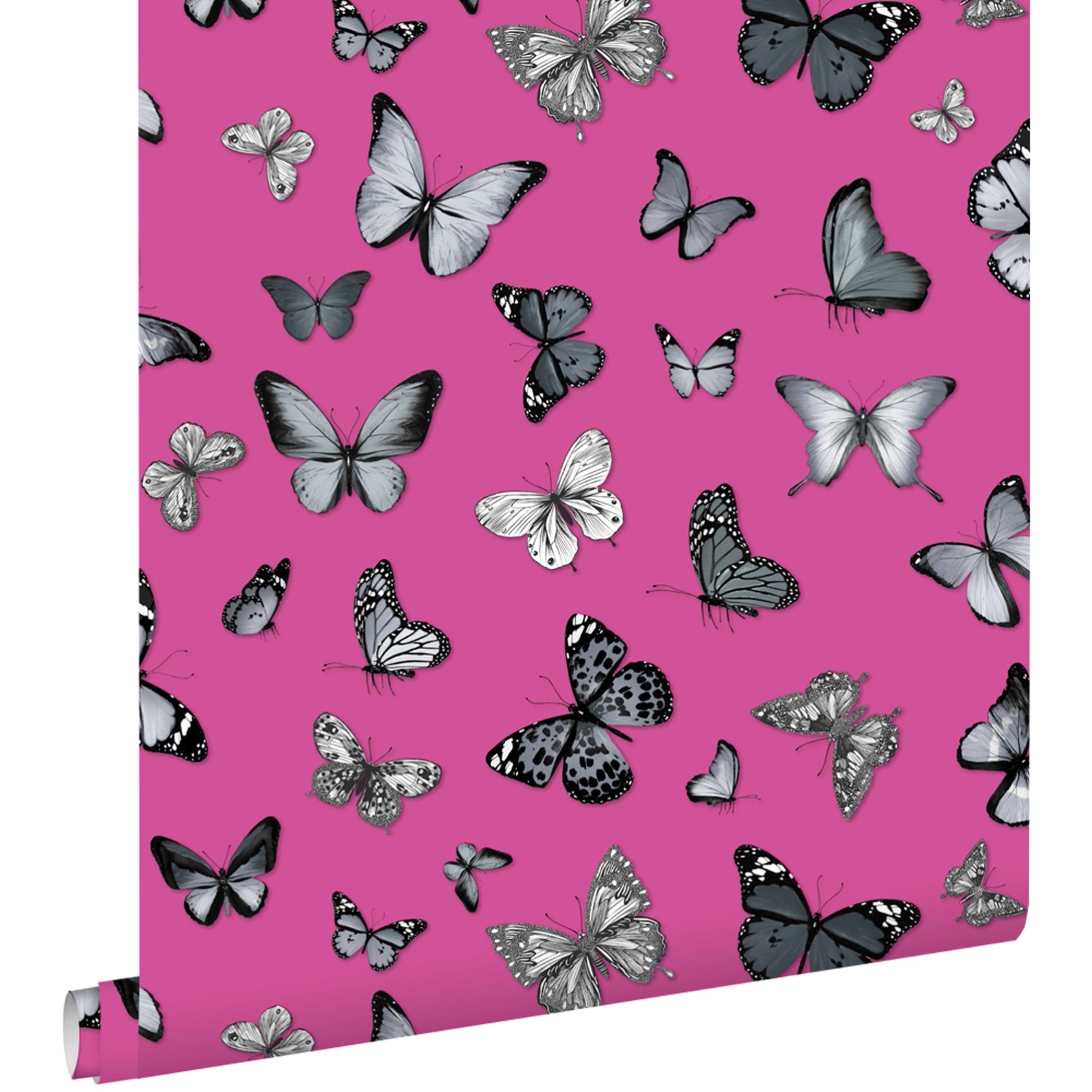 ESTAhome Tapete Schmetterlinge Schwarz und Rosa 53 Cm X 1005 M günstig online kaufen
