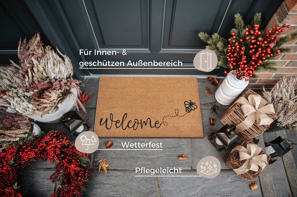 HANSE Home Fußmatte »Kokos Bee Welcome«, rechteckig, 15 mm Höhe, Kokos, Sch günstig online kaufen