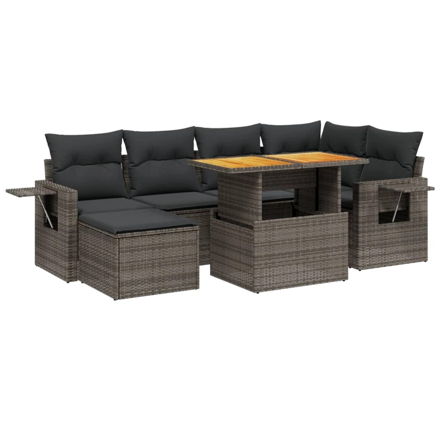 vidaXL 7-Tlg Garten-Sofagarnitur mit Kissen Grau Poly Rattan 3275706 günstig online kaufen