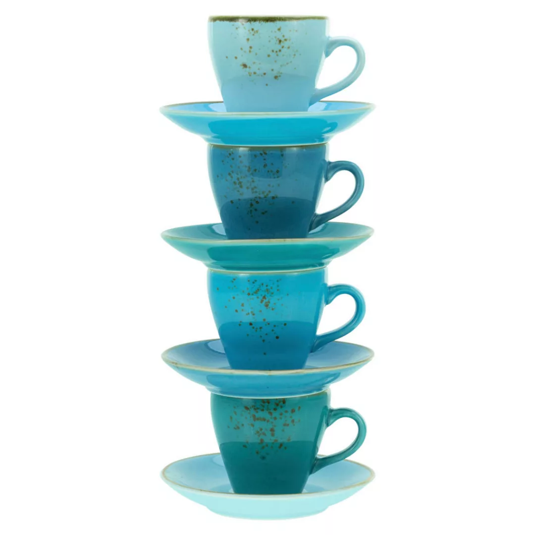CreaTable Espressotassen-Set Nature Collection AQUA blau Steinzeug 8 tlg. günstig online kaufen