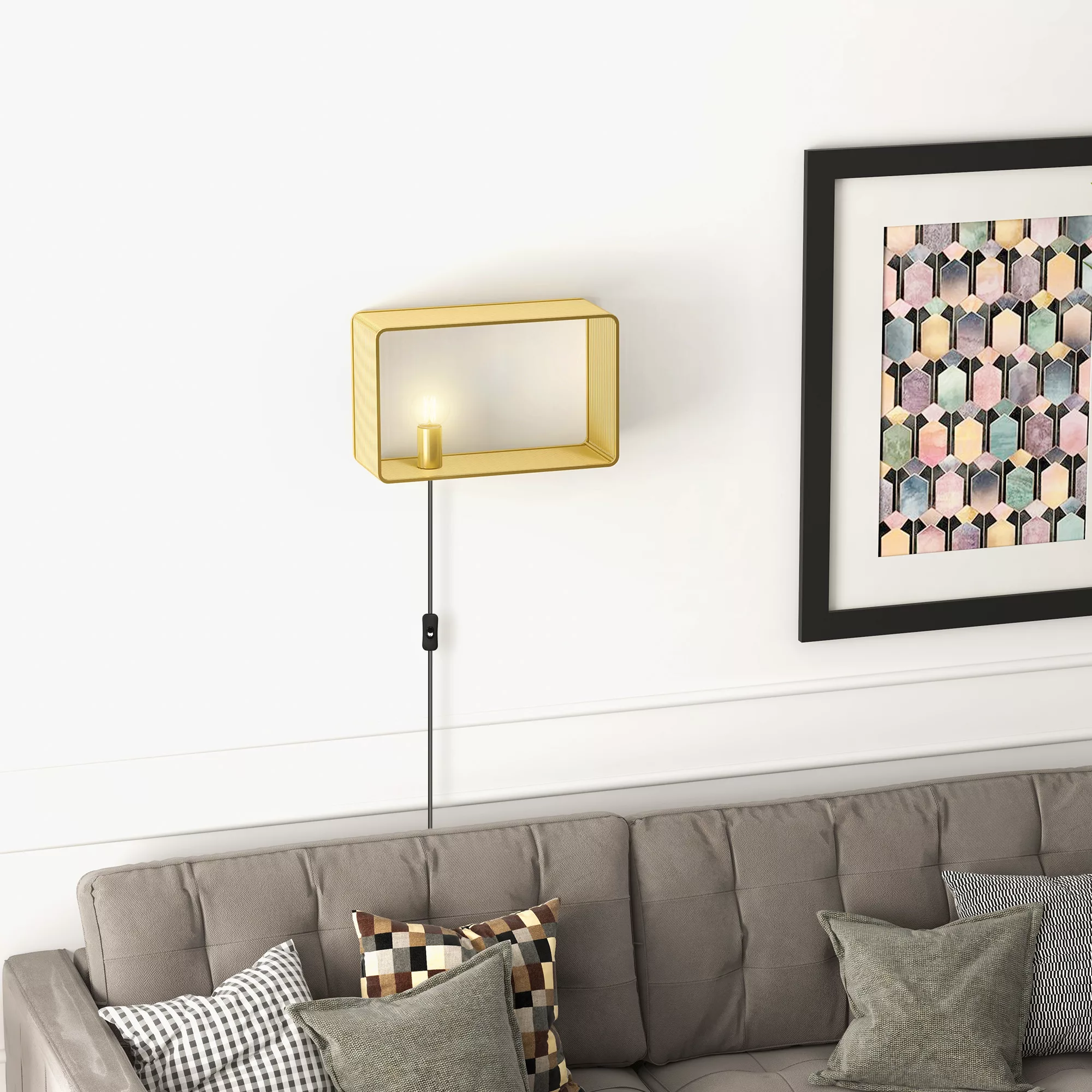 HOMCOM Wandleuchte Wandbeleuchtung mit Kippschalter, Gold, günstig online kaufen