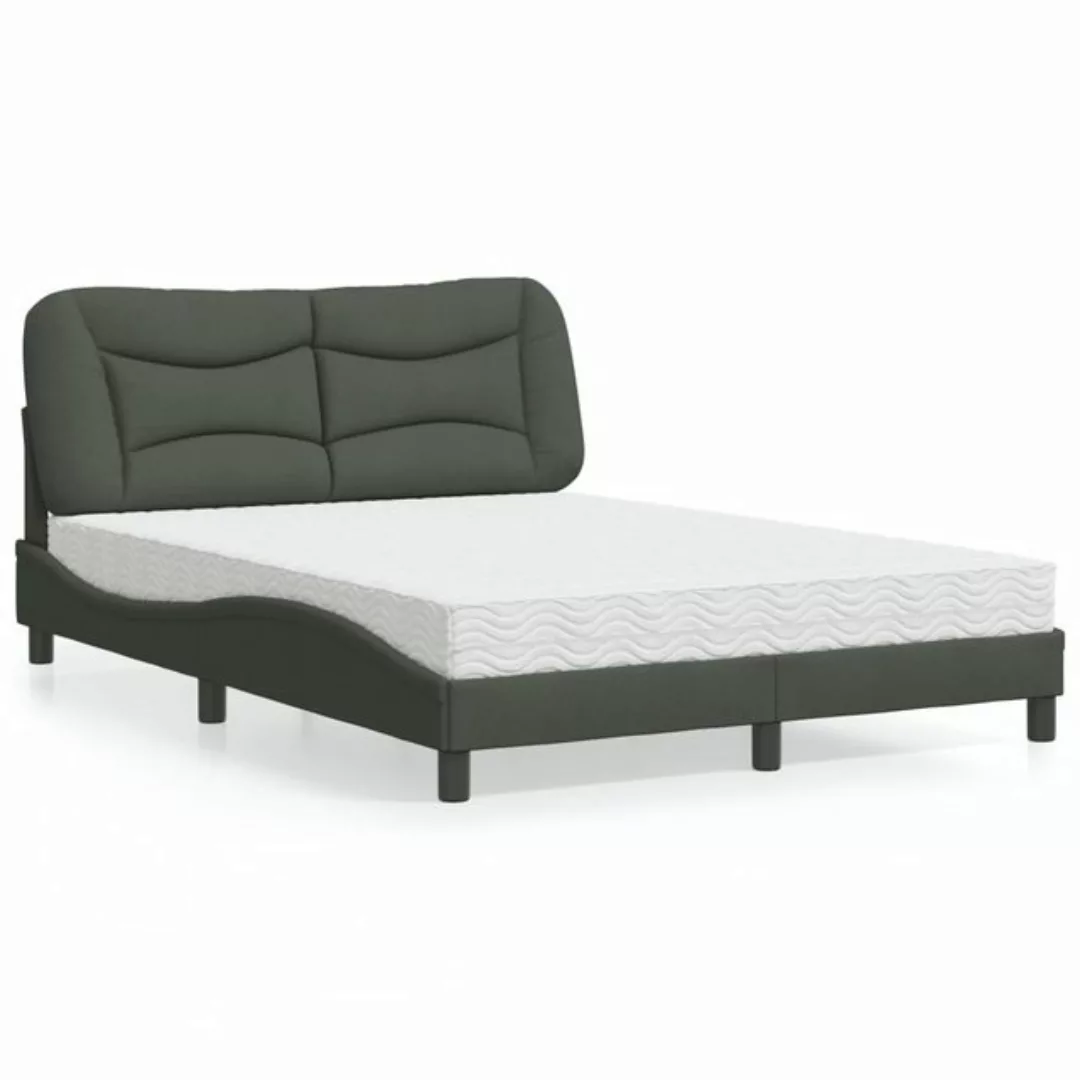 vidaXL Bettgestell Bett mit Matratze Dunkelgrau 120x200 cm Stoff Bett Bettg günstig online kaufen