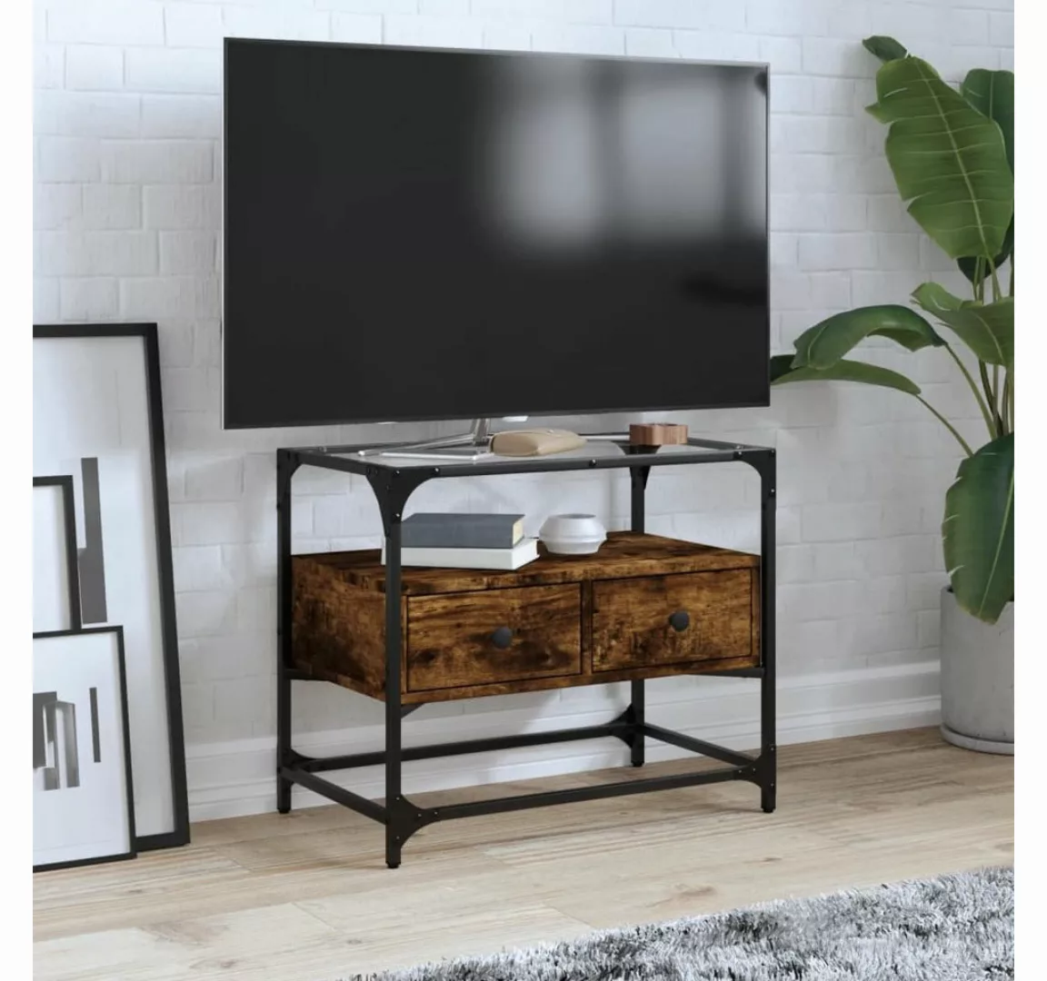 vidaXL Schrankmodule TV-Schrank mit Glasplatte Räuchereiche 60x35x51cm Holz günstig online kaufen