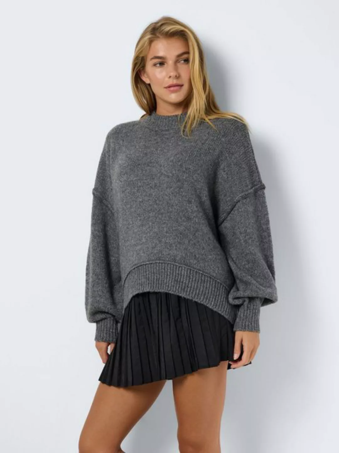 Noisy may Strickpullover Strickpullover Rundhals loose fit 7995 in Dunkelgr günstig online kaufen