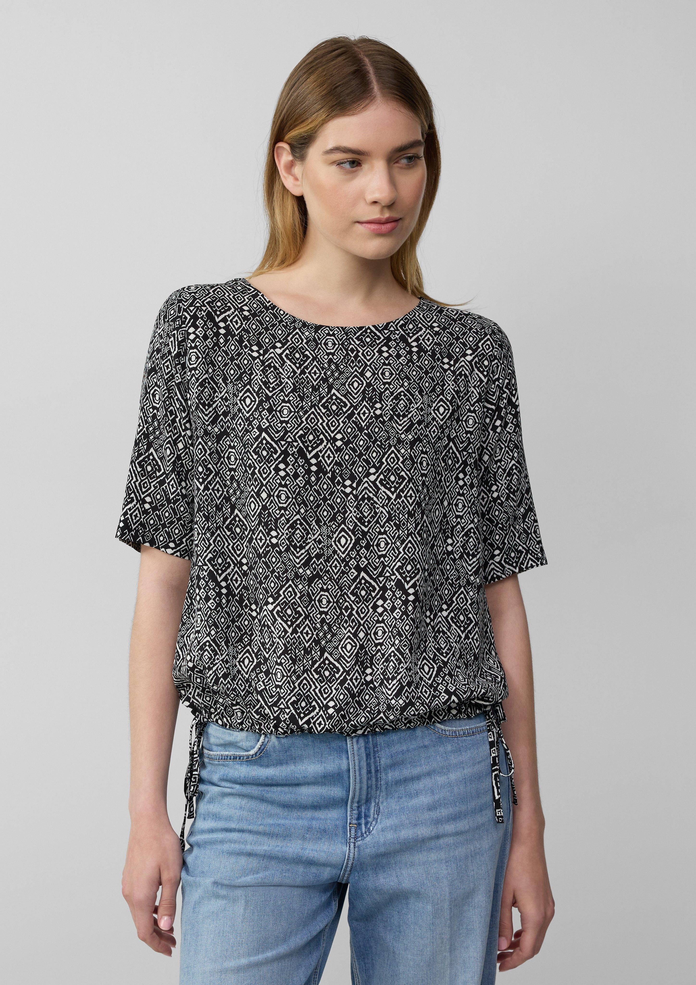 s.Oliver Kurzarmbluse Gemusterte Shirt-Bluse mit verstellbarem günstig online kaufen