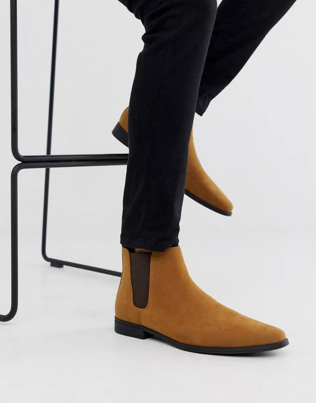 ASOS DESIGN – Hellbraune Chelsea-Stiefel in Wildlederoptik günstig online kaufen