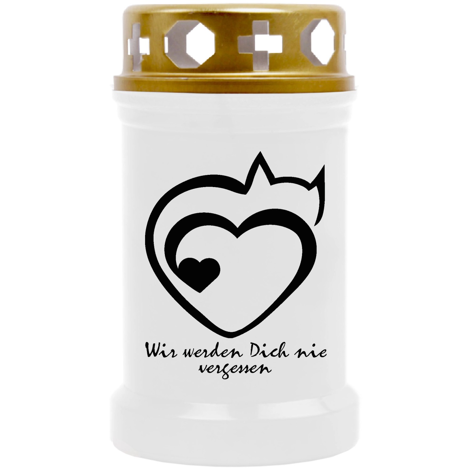 HS Candle Grabkerze Weiß 40h Inkl. Deckel Gold Herz 5 günstig online kaufen