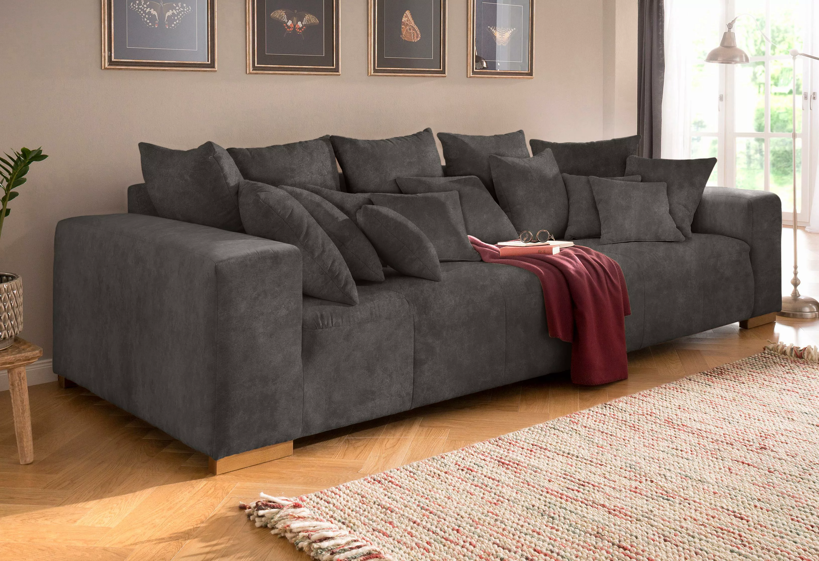 Home affaire Big-Sofa "Neapel", mit vielen losen Kissen, in 2 Bezugsqualitä günstig online kaufen