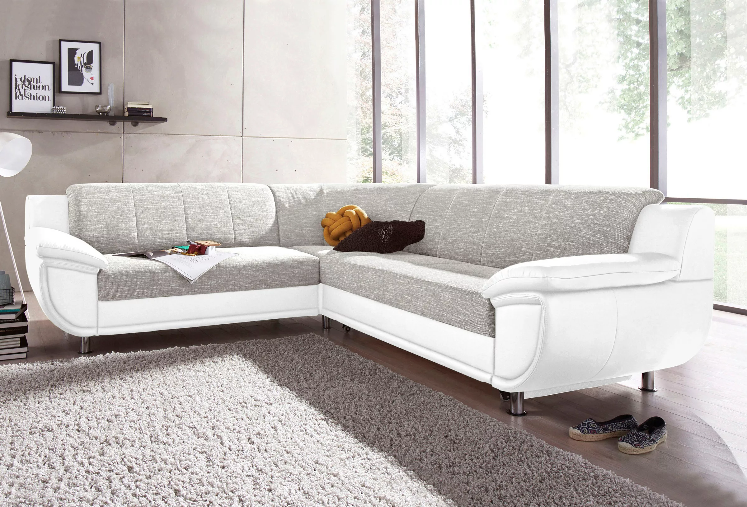 TRENDMANUFAKTUR Ecksofa "Rondo 3, zeitlos und modern, im Materialmix, L-For günstig online kaufen