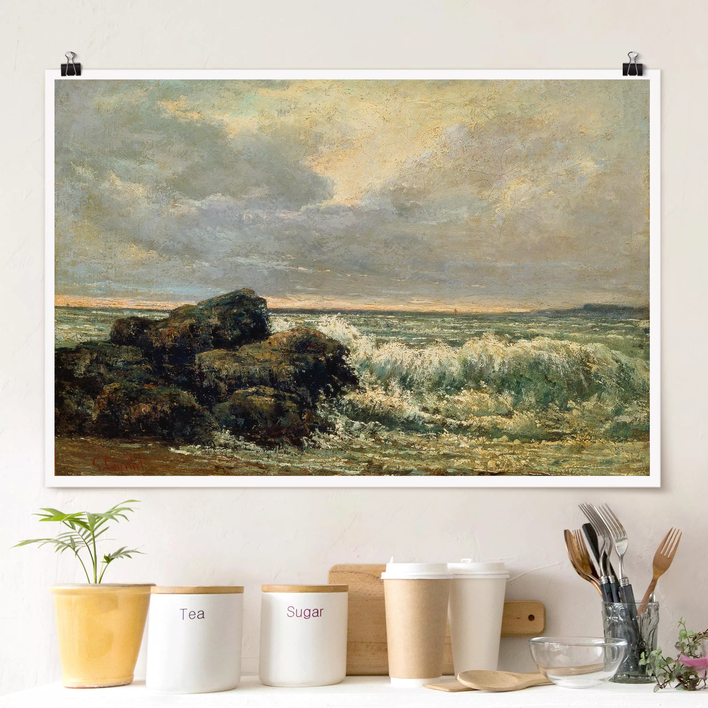 Poster Kunstdruck - Querformat Gustave Courbet - Die Welle günstig online kaufen