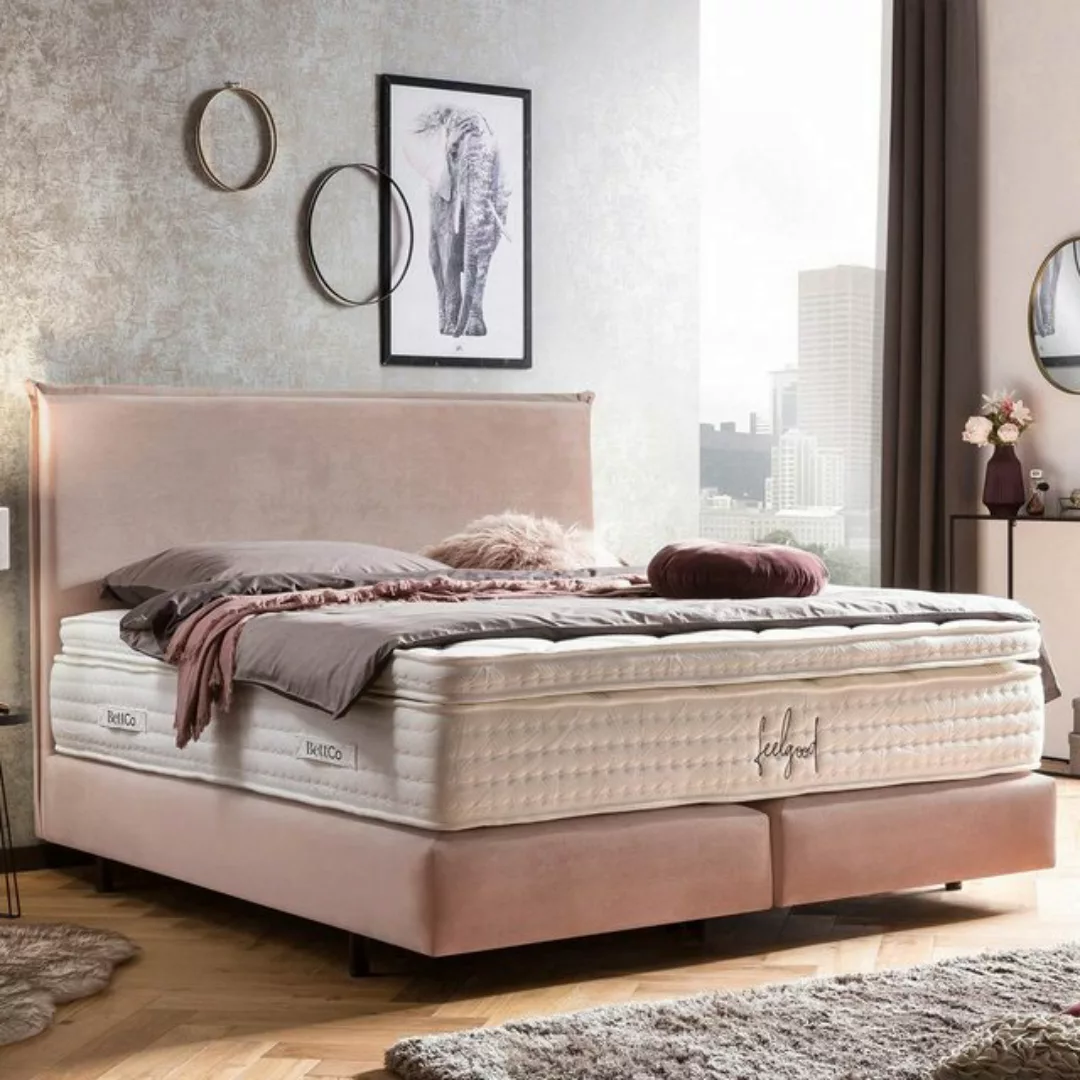 BettCo Boxspringbett London (180 x 200 cm, in Rose Samt), Kopfteil mit Bies günstig online kaufen