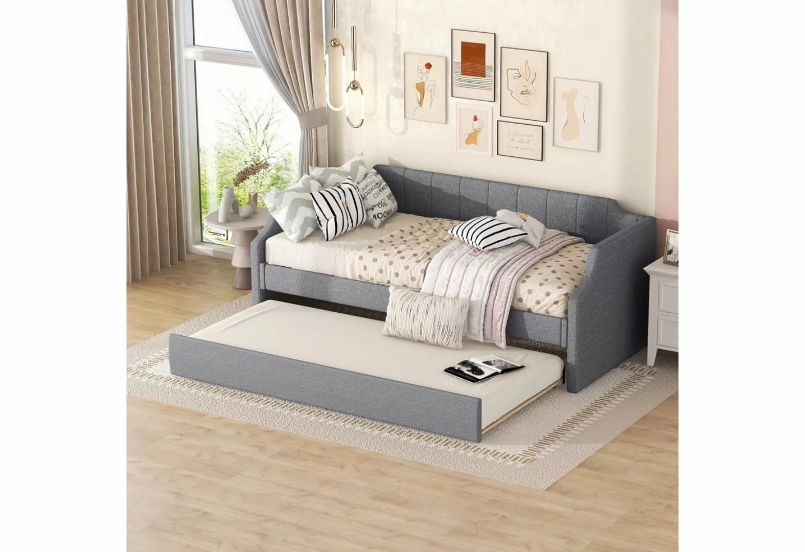 Fangqi Schlafsofa 90x200 großes Einzelschlafsofa,gepolstertes Bett mit ausz günstig online kaufen