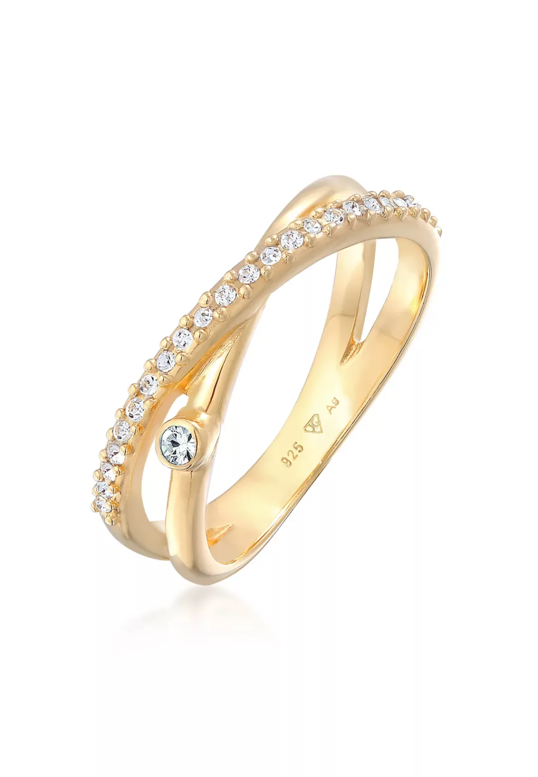 Elli Fingerring "Wickelring X Kristalle Glamour 925 Silber" günstig online kaufen