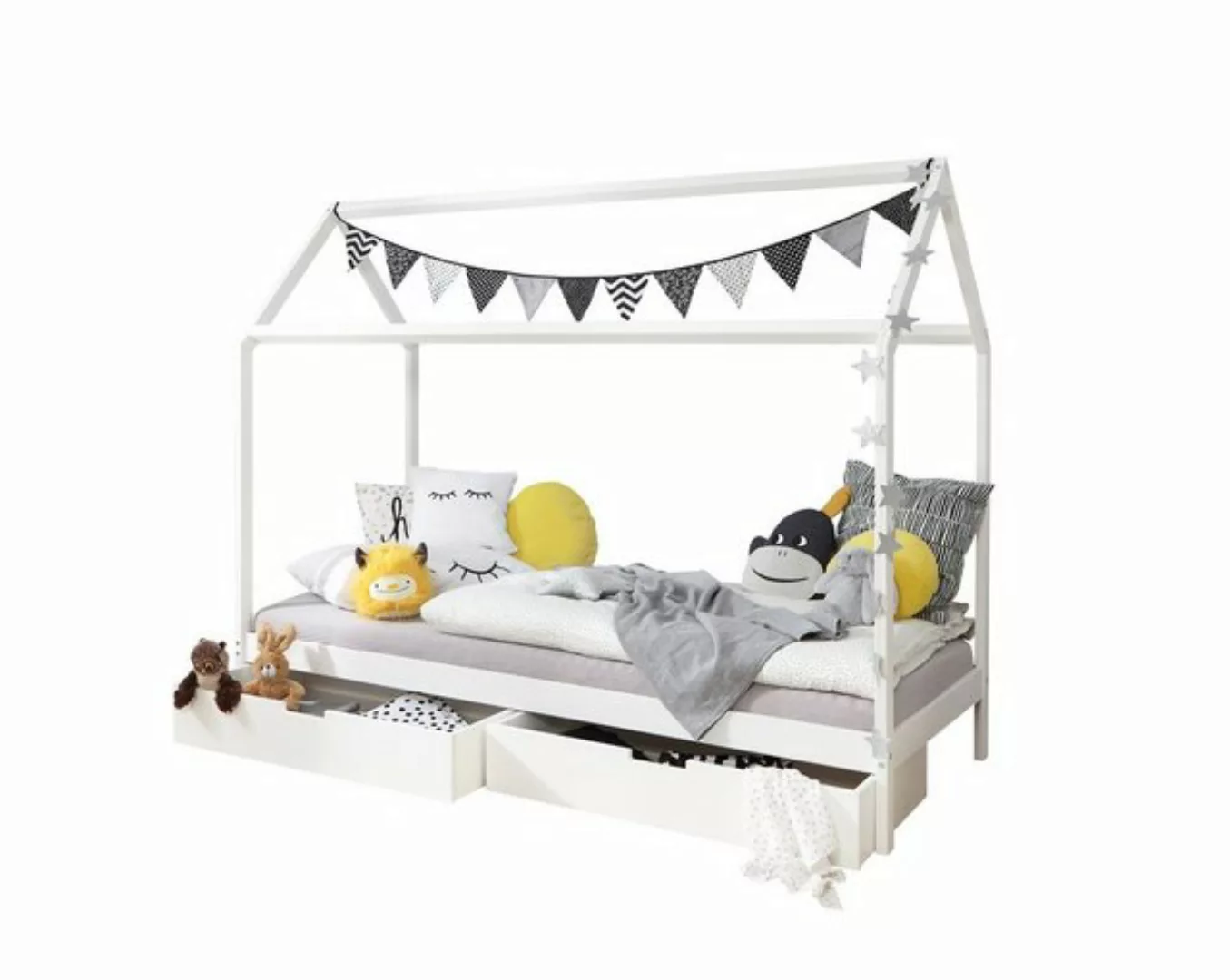 Ticaa Hausbett Kinderbett Hausbett "Lina" mit Schubkästen 90x200, Hausbett günstig online kaufen