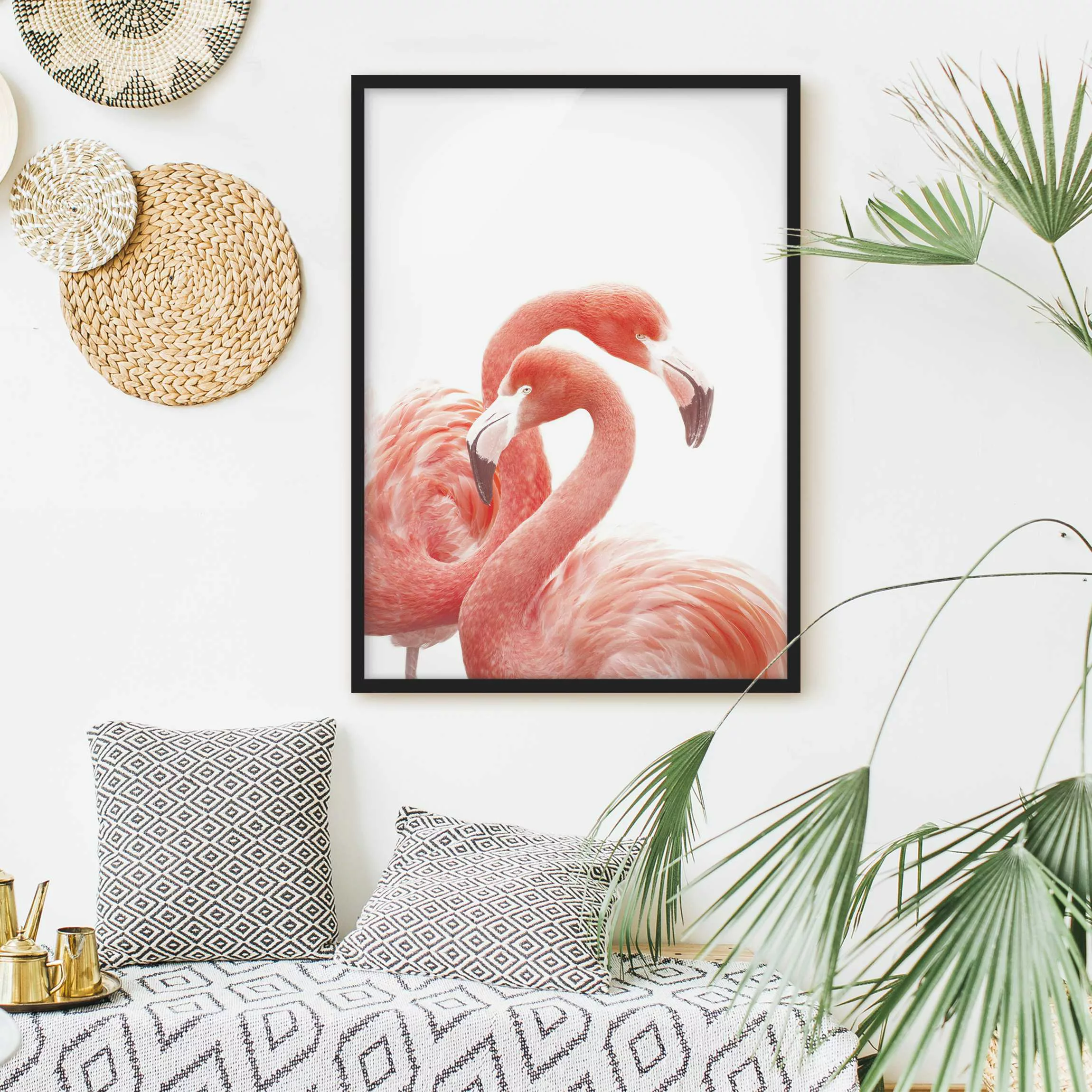 Bild mit Rahmen Zwei Flamingos günstig online kaufen