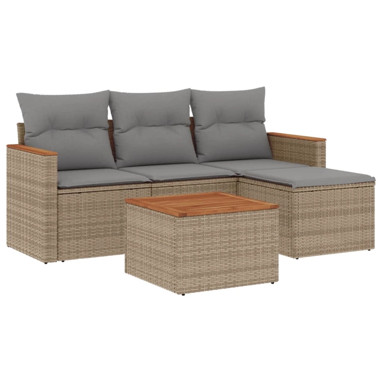 vidaXL 5-Tlg Garten-Sofagarnitur mit Kissen Beige Poly Rattan 3258314 günstig online kaufen
