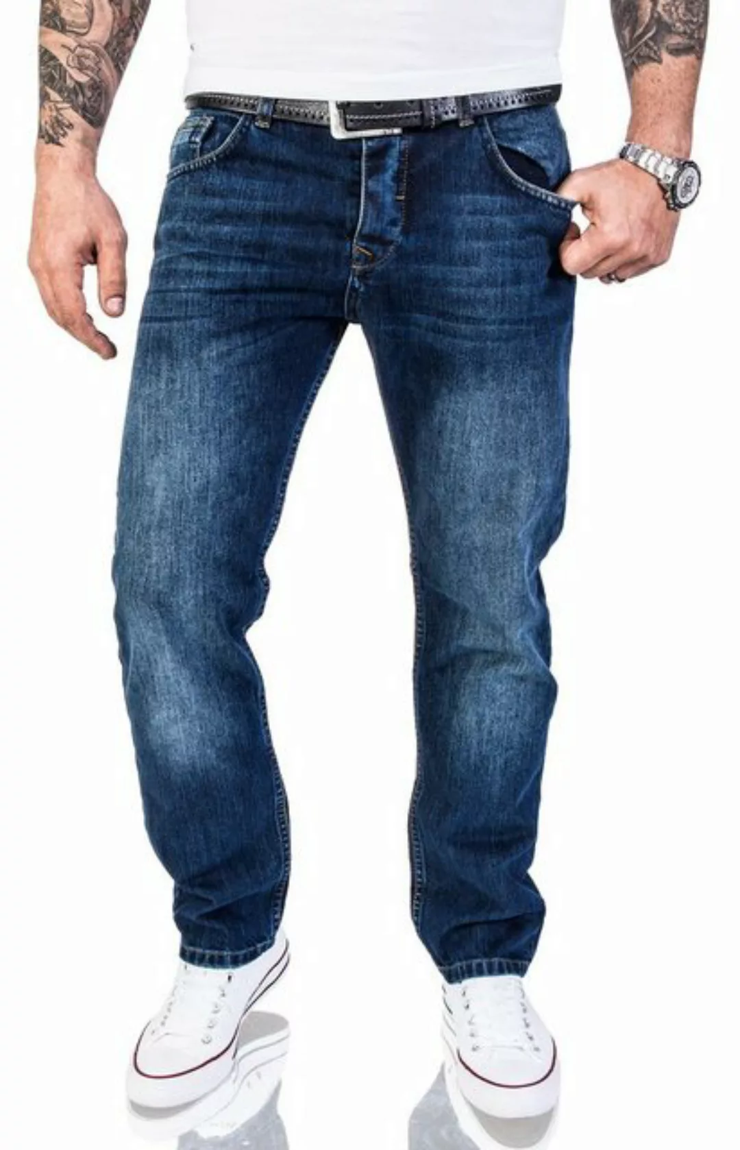 Rock Creek Straight-Jeans Herren Jeans Stonewashed Dunkelblau RC-2140 günstig online kaufen