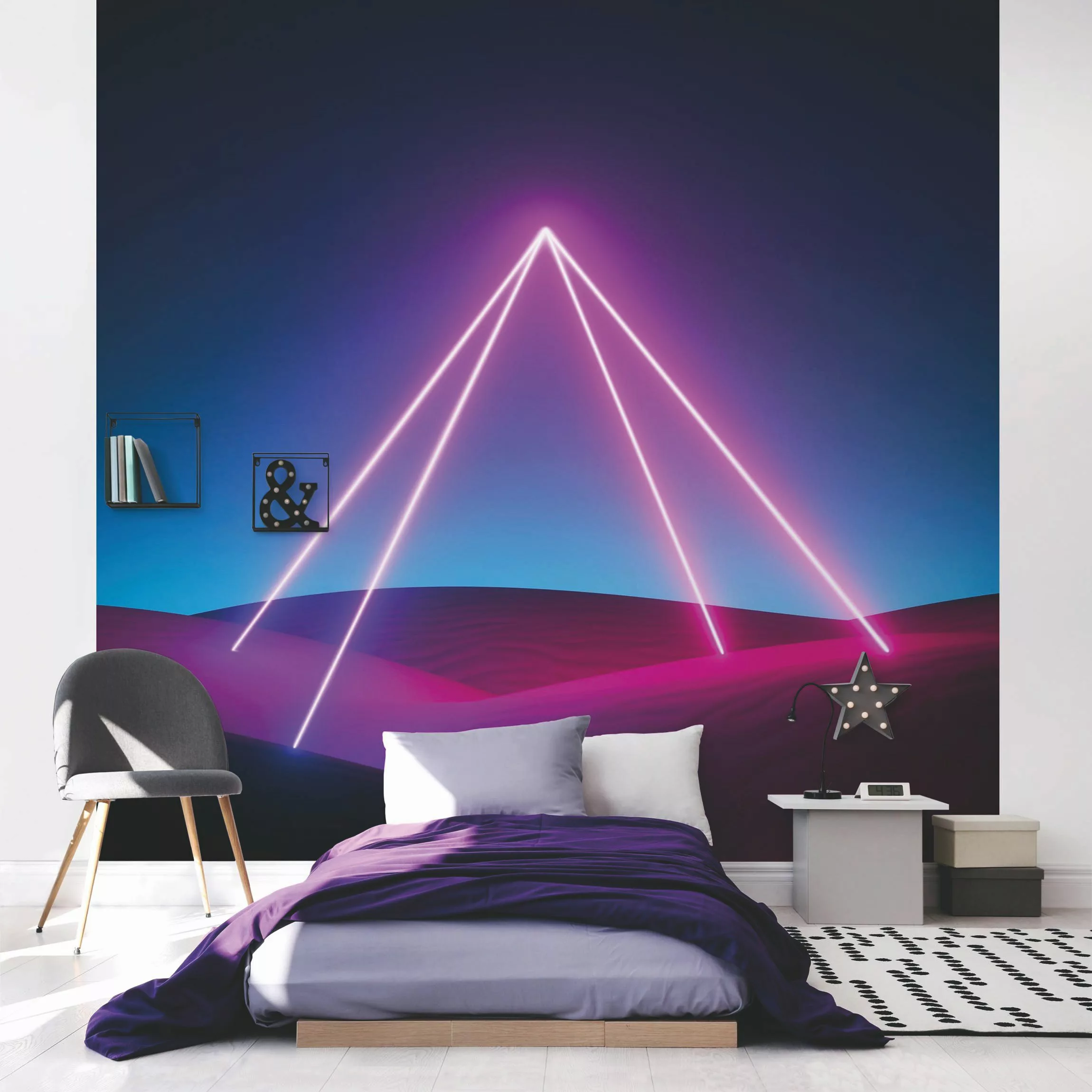 Fototapete Neonlichtpyramide günstig online kaufen