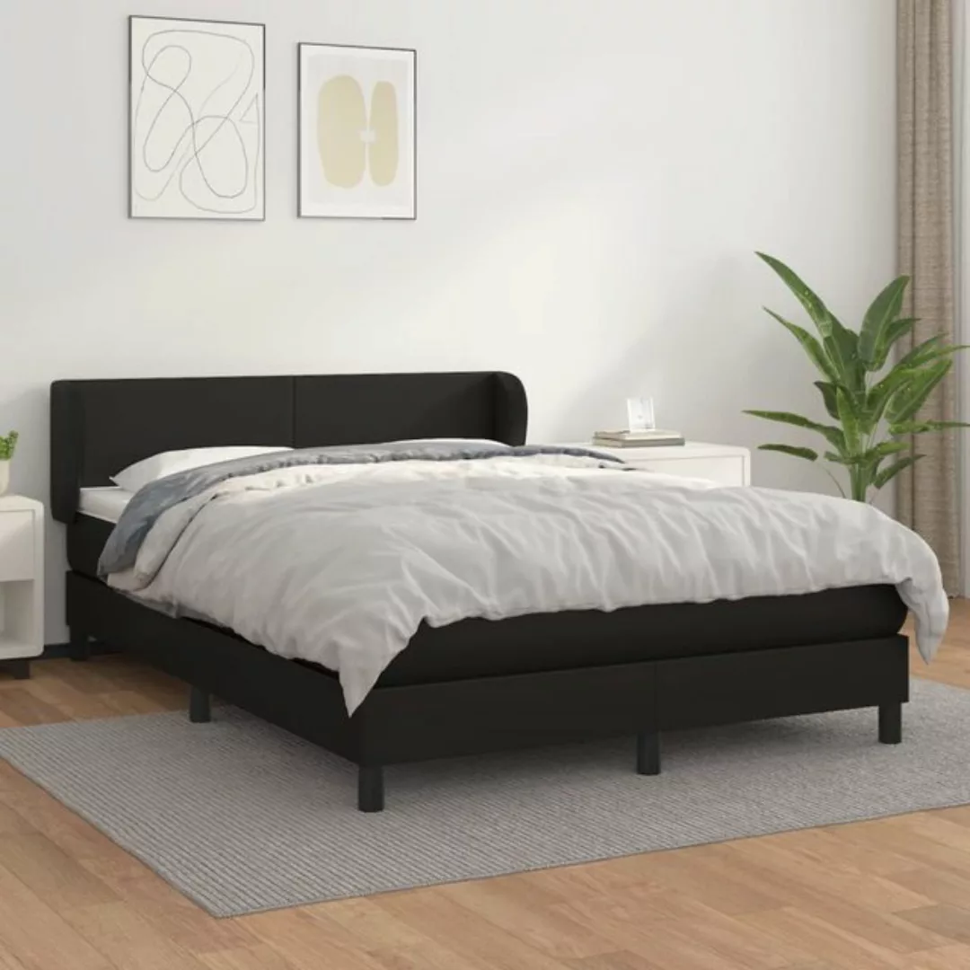 vidaXL Bettgestell Boxspringbett mit Matratze Schwarz 140x190 cm Kunstleder günstig online kaufen