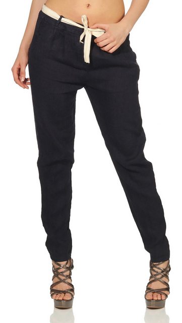 Mississhop Leinenhose Damen Leinenhose lockere Freizeithose Lange Hose M.29 günstig online kaufen