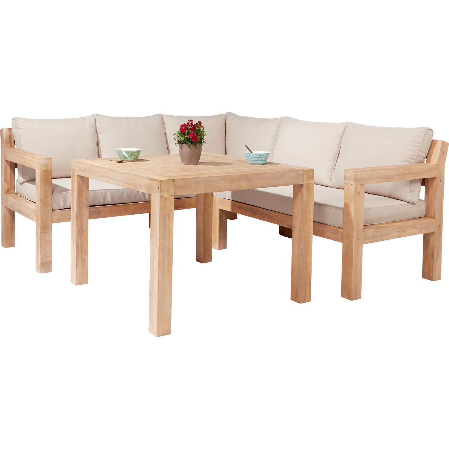 Lounge-Set mit Esstisch Morenci 4-teilig aus Akazienholz FSC® günstig online kaufen