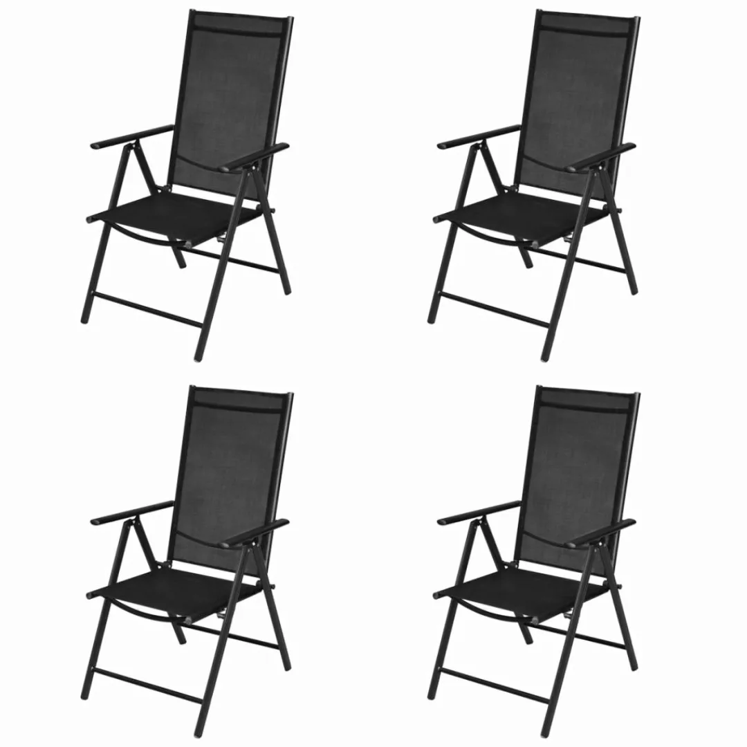 Gartenstühle Klappbar 4 Stk. Aluminium Und Textilene Schwarz günstig online kaufen