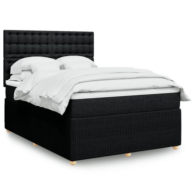 vidaXL Boxspringbett, Boxspringbett mit Matratze Schwarz 160x200 cm Stoff günstig online kaufen