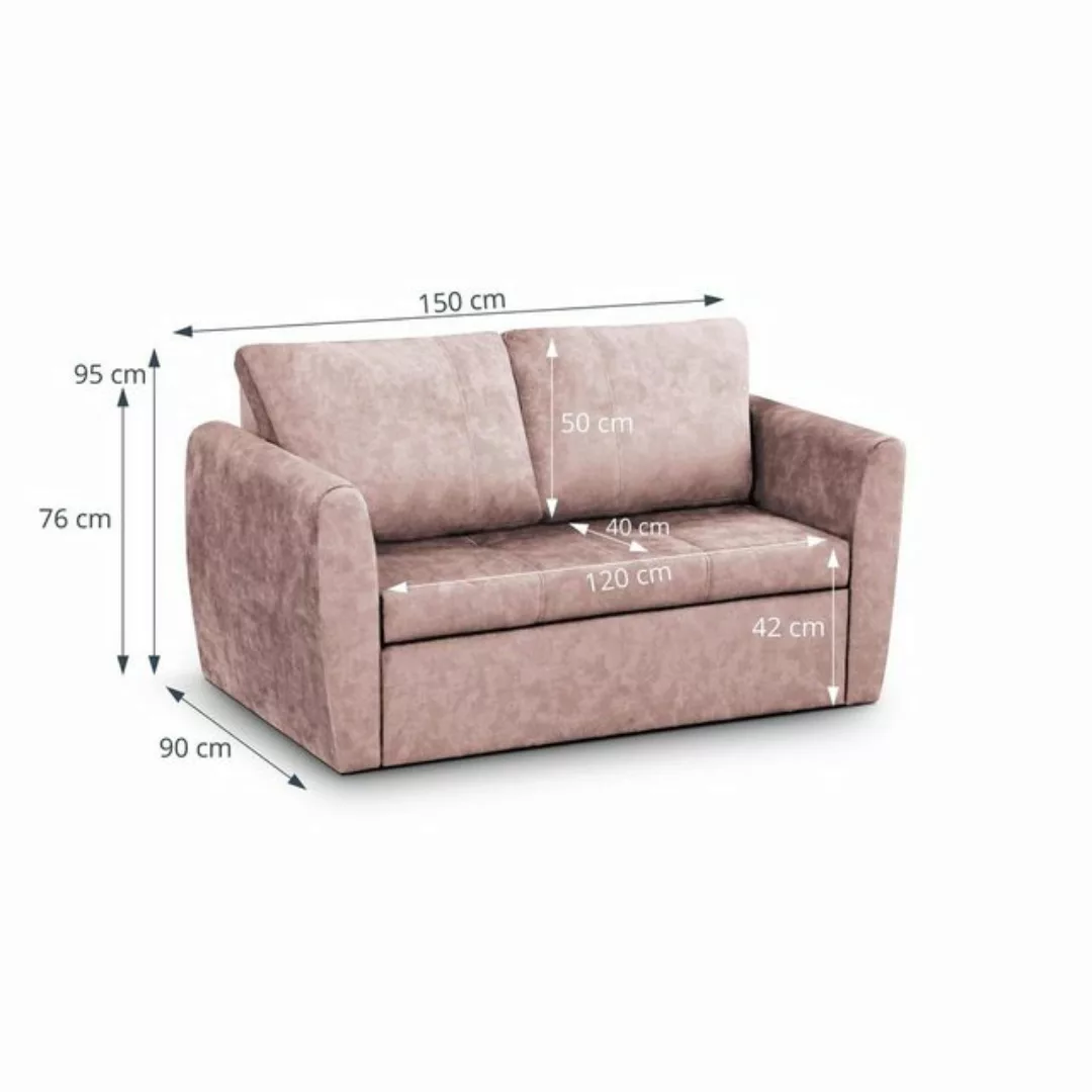 Beautysofa Schlafsofa Kamel II, Modern Sofa Couch, Bettkasten, 2-Sitzer Sof günstig online kaufen