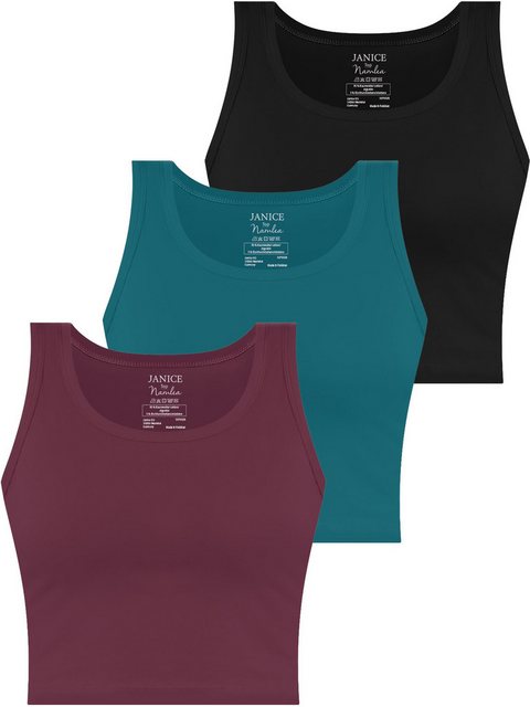 Janice Tanktop 3 x Damen crop Top Namlea Kurzes Tanktop aus Baumwolle günstig online kaufen