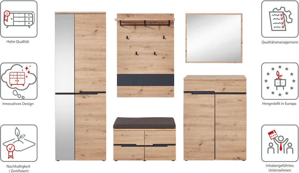 Innostyle Garderoben-Set "MEMPHIS", (Komplett-Set, 5 St.) günstig online kaufen