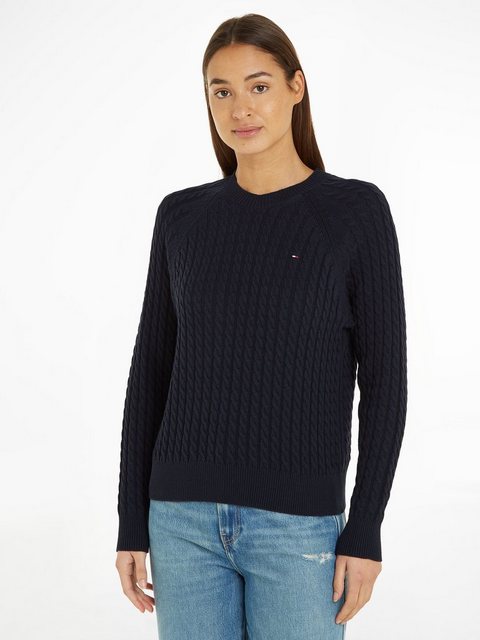 Tommy Hilfiger Rundhalspullover CO CABLE C-NK SWEATER mit Zopfmuster günstig online kaufen