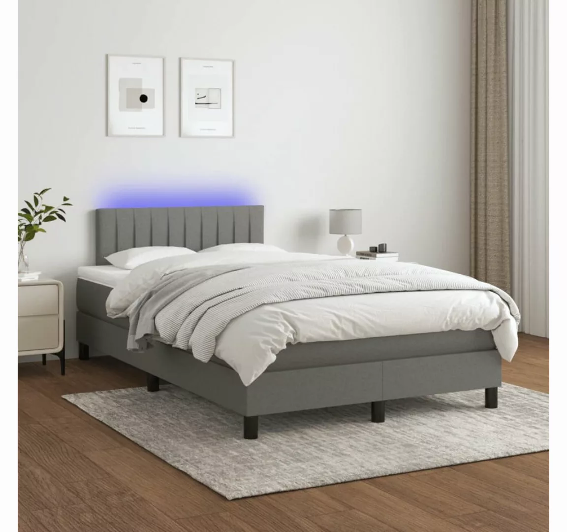 vidaXL Boxspringbett Boxspringbett mit Matratze LED Dunkelgrau 120x200 cm S günstig online kaufen