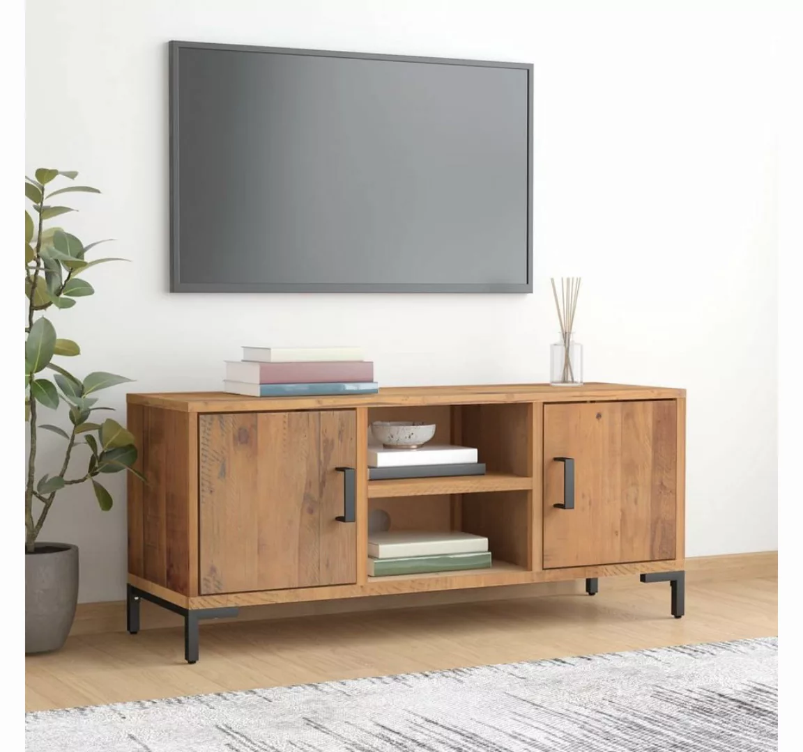 vidaXL TV-Schrank TV-Schrank Braun 110x35x48 cm Massivholz Kiefer Recycelt günstig online kaufen