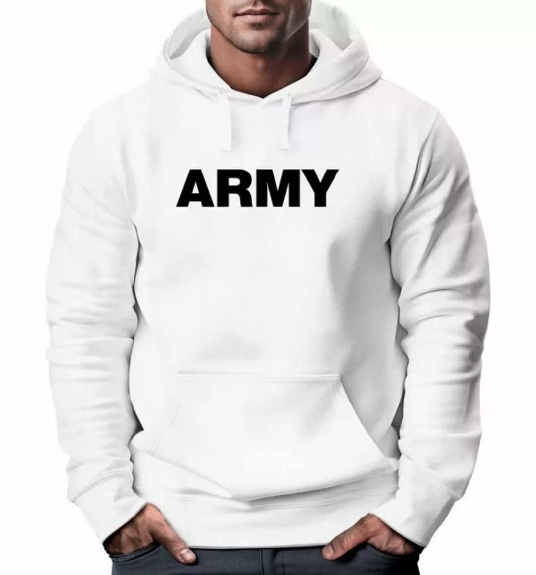 Neverless Hoodie Hoodie Herren Army Aufdruck Print Kapuzen-Pullover Männer günstig online kaufen