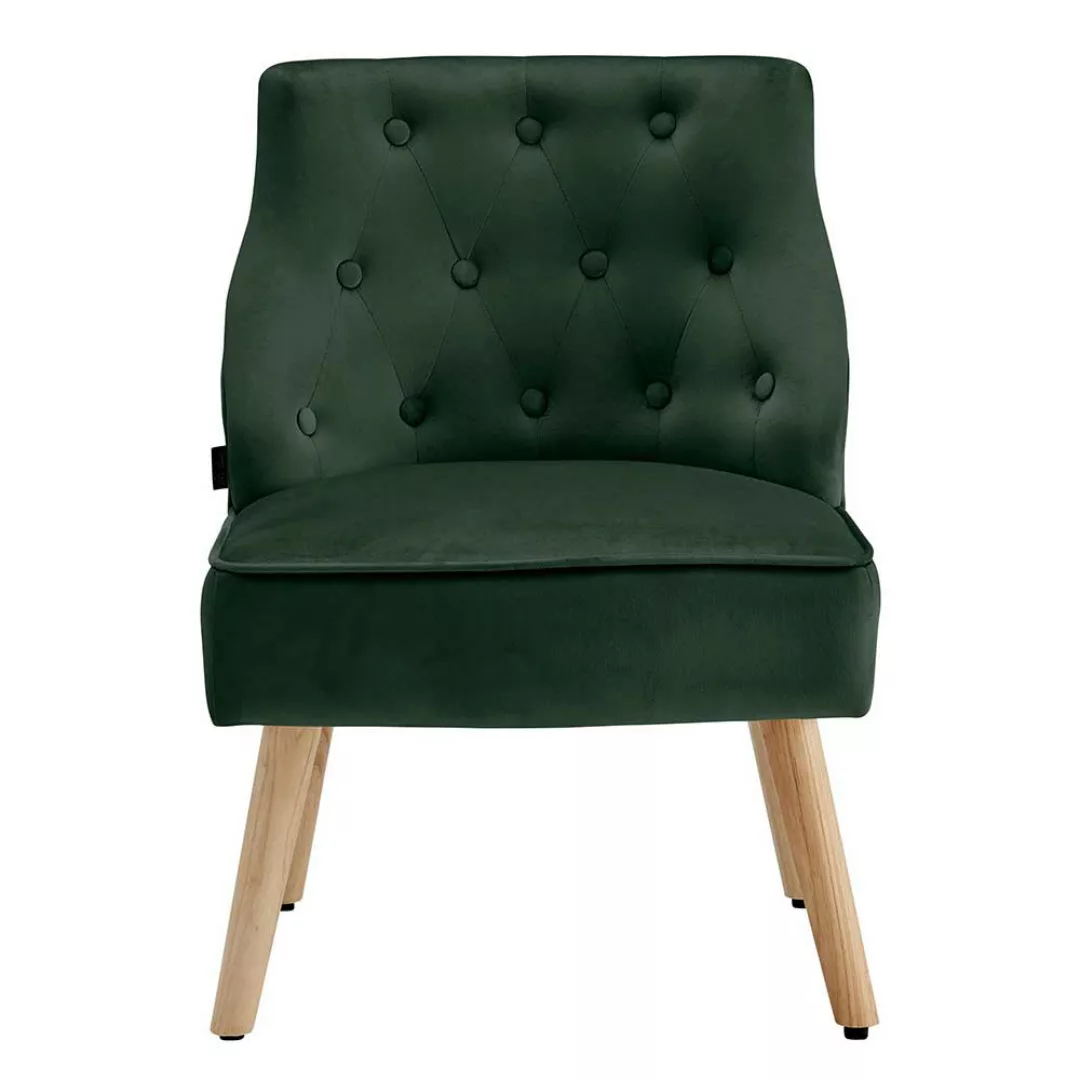 Samt Sessel in Dunkelgrün und Holz Naturfarben 42 cm Sitzhöhe (2er Set) günstig online kaufen
