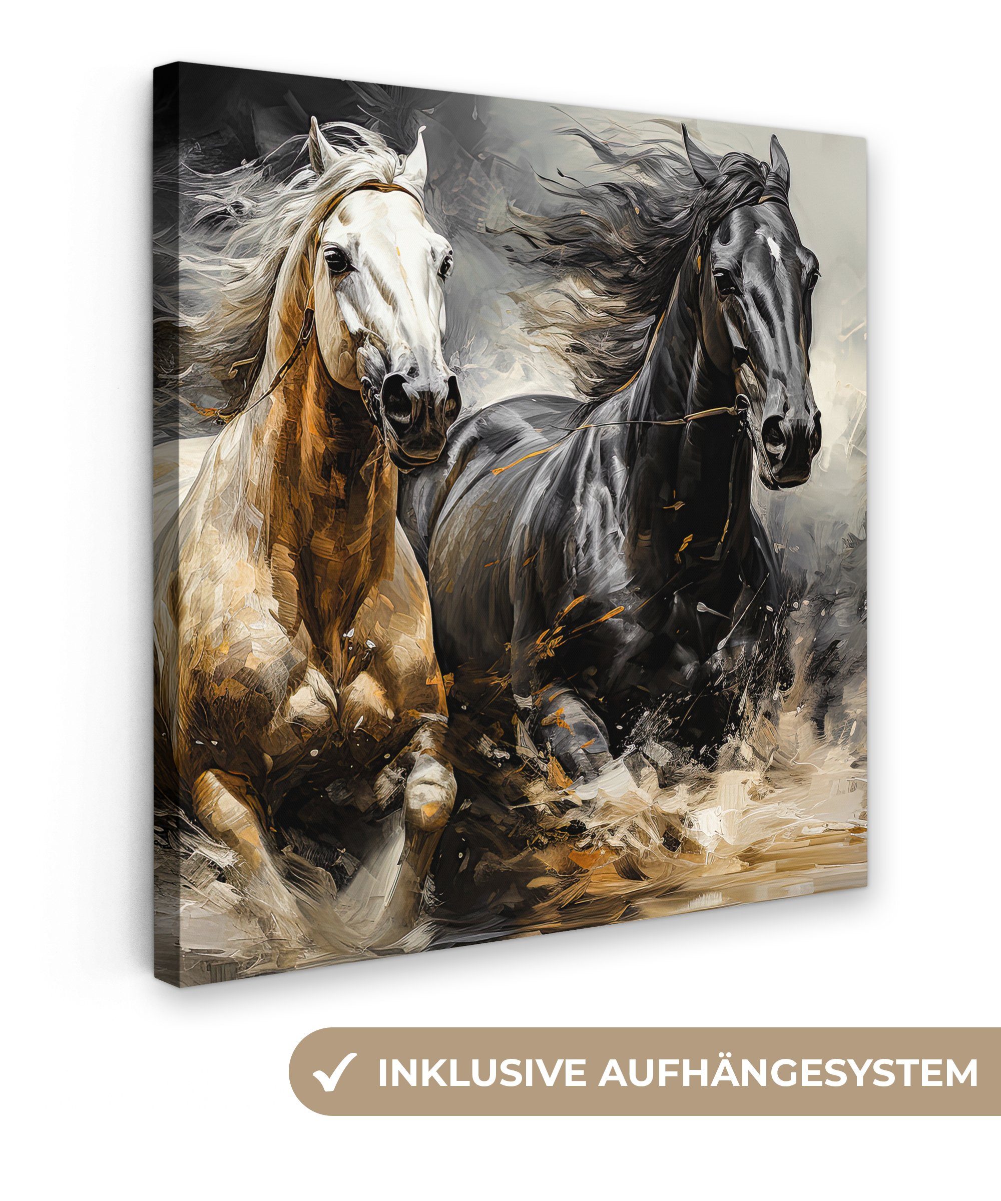OneMillionCanvasses® Leinwandbild Pferde - Schwarz - günstig online kaufen