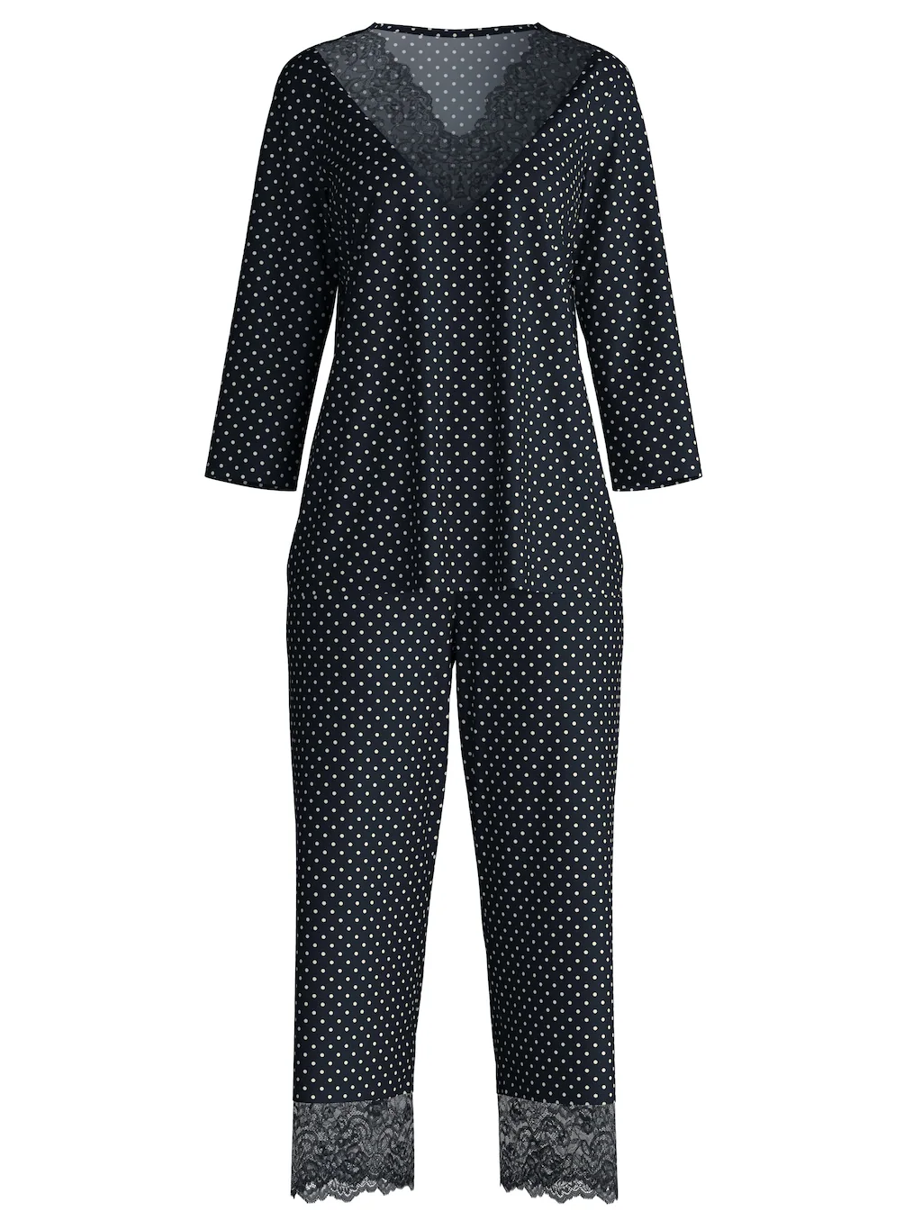 CALIDA Capri-Pyjama "Deep Dreams", (2 tlg.), 7/8-Länge, gepunktet, Spitze, günstig online kaufen